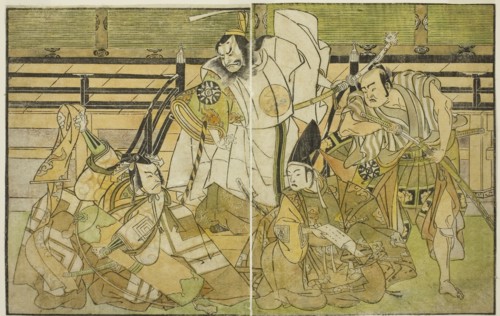 The Actors Nakamura Denkuro II as Seno-o Taro, Ichikawa Komazo II as Yorimasa, Nakamura Nakazo I as