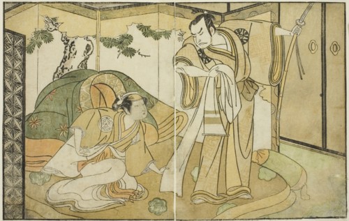The Actors Nakamura Nakazo I as Taira no Kiyomori (right), and Yamashita Kinsaku II as Tokiwa Gozen