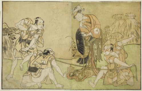 The Actors Bando Zenji I as Nagahashi Saburo, Iwai Hanshiro IV as Otatsu-gitsune, Nakamura Konozo