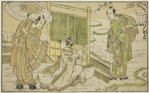 The Actors Arashi Sangoro II as Minamoto no Yoritomo (right), Segawa Kikunojo II as Yuki Onna
