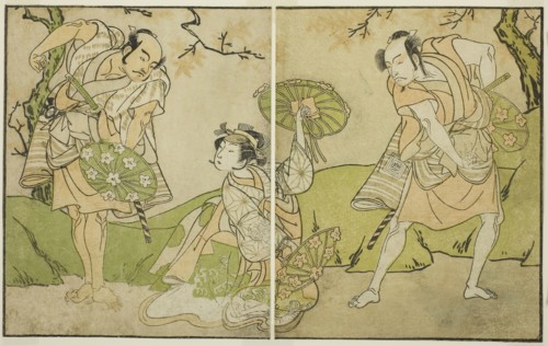 The Actors Ichikawa Somegoro (right), Segawa Kikunojo II (center), and Bando Sampachi (left), in