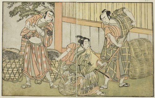 The Actors Kasaya Matakuro II as Hagun Taro (right), Ichikawa Monnosuke II as Izutsu no Suke