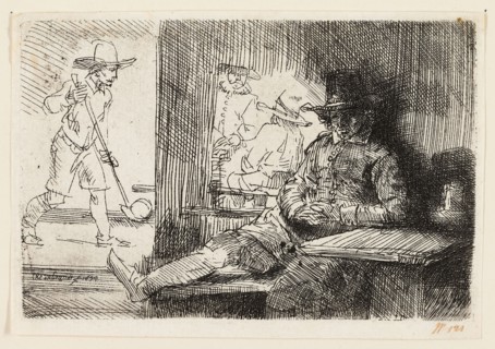The Ringball Player, 1654, Rembrandt van Rijn, Dutch, 1606-1669, Holland, Etching on ivory laid