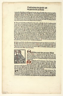 Pope Miltiades (recto) and Saint Gereon’s Basilica (verso) from Koelner Chronik (Cologne