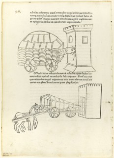 Battering Rams from De re militari (Concerning Military Matters), Plate 45 from Woodcuts from Books