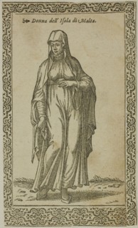 Maltese Woman from Le Navigationi nella Turchia, plate 61 from Woodcuts from Books of the XVI