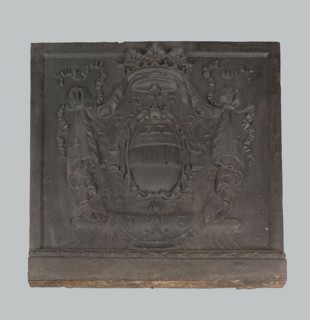 Chimney Plaque: Coat of Arms of Duc de Bethune-Charlost, c. 1678, France, Cast in iron, 87 × 95.9 ×
