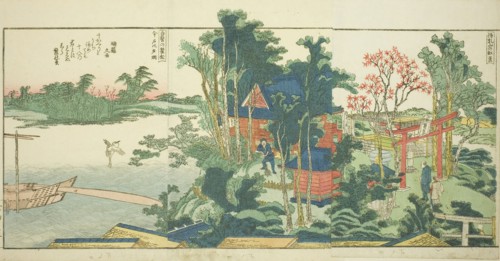 Pages from the illustrated book Panoramic Views along the Banks of the Sumida River (Ehon