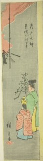 Offering Colza at the Kameido Tenjin Shrine (Kameido Tenjin natane no jinji), section of a sheet