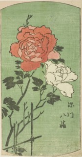 Hachiman Shrine in Fukagawa (Fukagawa Hachiman), section of a sheet from the series Cutout Pictures