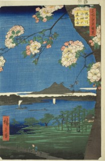Suijin Shrine and Massaki on the Sumida River (Sumidagawa Suijin no mori Massaki), from the series