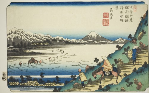 No. 31: View of Lake Suwa from Shiojiri Pass (Sanjuichi: Shiojiri toge Suwa no kosui chobo), from
