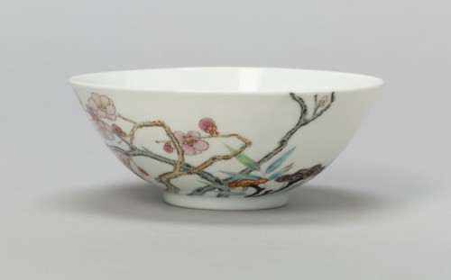 Bowl with Plum, Peach, Bamboo, and Lingzhi Mushrooms, Qing dynasty (1644–1911), Yongzheng reign