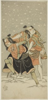 The Actors Otani Hiroji III as Kameo (right), and Sakata Sajuro I as Ario (left), in the Play Hime