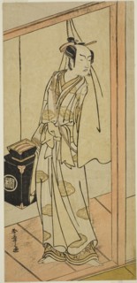 The Actor Arashi Sangoro II as the Hairdresser Obana Saizaburo in the Play Koi Musume Mukashi