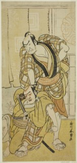 The Actors Nakamura Nakazo I as Tenjiku Tokubei (?) (right) and Bando Kumajuro as the Shopman