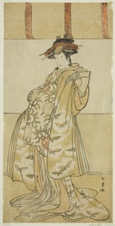 The Actor Yamashita Mangiku I as Kewaizaka no Shosho in the Play Nanakusa Yosooi Soga, Performed at