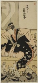 The Actor Nakamura Kumetaro II Greeting the Audience on His Arrival from Osaka at the Nakamura