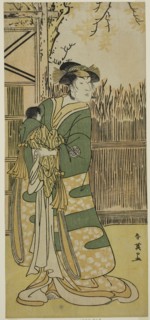 The Actor Nakayama Tomisaburo I as Lady Tokiwa (Tokiwa Gozen) (?) in the Play Kimmenuki Genke no