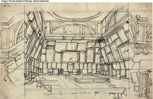 Study for Exhibition Room, Somerset House, from Microcosm of London, c. 1808, Augustus Charles