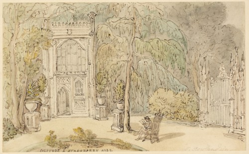 Solitude at Strawberry Hill, c. 1822, Thomas Rowlandson, English, 1756-1827, England, Pen and brown