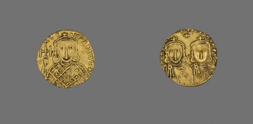 Solidus (Coin) of Constantine V and Leo IV, AD 751/775 (r. AD 741–775), Byzantine, minted in