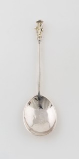 Apostle Spoon: St. Thomas, 1647/48, London, England, London, Silver, figure gilded, 18.2 x 5.1 cm