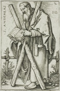 St. Andrew, plate 2 from The Twelve Apostles, 1545, Sebald Beham, German, 1500-1550, Germany,