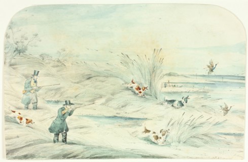 Hunt Crossing Stream Shooting Ducks, c. 1888, Unknown Artist, after Henry Alken (English,