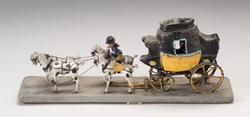 Saumur Coach, c. 1850, Nevers, France, Glass, lampwork (verre de Nevers), metal armature, 9.5 × 24
