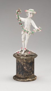 Man Holding a Garland, 1750/99, Nevers, France, Glass, lampwork (verre de Nevers), metal armature,