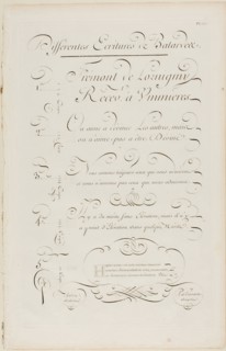 Various Slanted Calligraphy, from Encyclopédie, 1760, Aubin (French, active 18th century), after