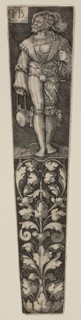 Dagger Sheath with a Landsknecht, 1568/70, Jacob Binck, German, c.1500-1569, Germany, Engraving in