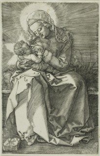 Madonna Nursing, 1519, Albrecht Dürer, German, 1471-1528, Germany, Engraving in black on ivory laid
