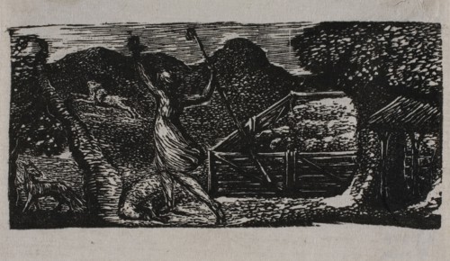Shepherd Chases Away Wolf, from The Pastorals of Virgil, 1821, William Blake, English, 1757-1827,