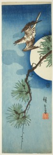 Cuckoo, pine branch, and full moon, c. 1843/47, Utagawa Hiroshige ?? ??, Japanese, 1797-1858,