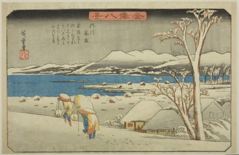 Evening Snow at Uchikawa (Uchikawa bosetsu), from the series Eight Views of Kanazawa (Kanazawa