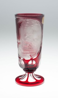 Tall Beaker, c. 1850/75, Bohemia, Czech Republic, Bohemia, Glass, blown, cut, stained red and