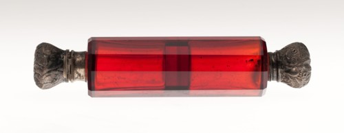 Scent Bottle, c. 1840/50, Bohemia, Czech Republic, Bohemia, Glass, cut and colored with metal