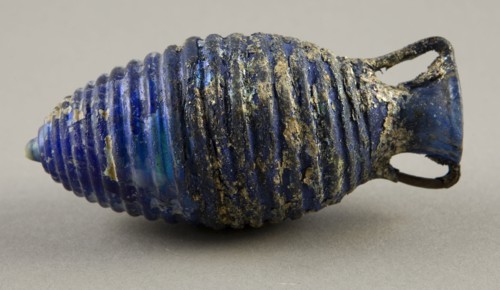 Vase, 2nd century AD, Roman, Levant or Syria, Syria, Glass, mold-blown technique, 7.7 × 3.5 × 3.5