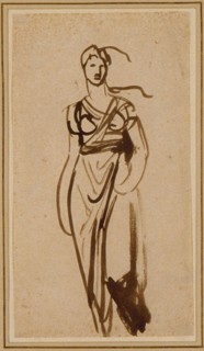 Figure of a Woman, c. 1776, George Romney, English, 1734-1802, England, Brush and brown ink on