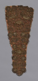 Stomacher, 18th century, Norway, Norway, Silk, plain weave with gilt-metal-strip-wrapped silk,