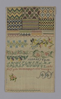 Sampler, 19th century, Southern Germany, Southern Germany, Wool, plain weave, embroidered with