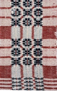 Coverlet (Fragment), 19th century, United States, Cotton and wool, plain weave with supplementary
