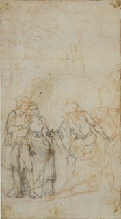 Unidentified Literary Illustration with a Group of Figures Surrounding Reclining Figure in