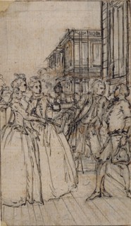 Literary Illustration with Two Ladies and Two Gentlemen in a Street, n.d., Hubert François