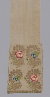 Sash, 18th century, Turkey, Turkey, linen(?), plain weave, embroidered with silk and