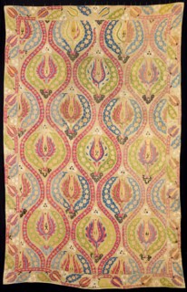 Cover, 17th century, Turkey, Turkey, Linen, plain weave, embroidered with silk in running stitches