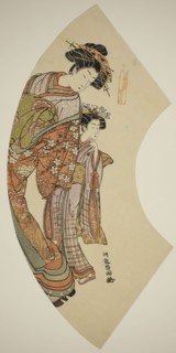 The Courtesan Hanaogi of the Ogiya and her attendant, from the series Fans of the East (Azuma ogi),