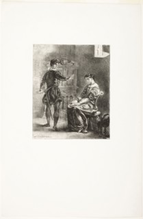 Hamlet and Ophelia, 1835–43, Eugène Delacroix, French, 1798-1863, France, Lithograph in black on